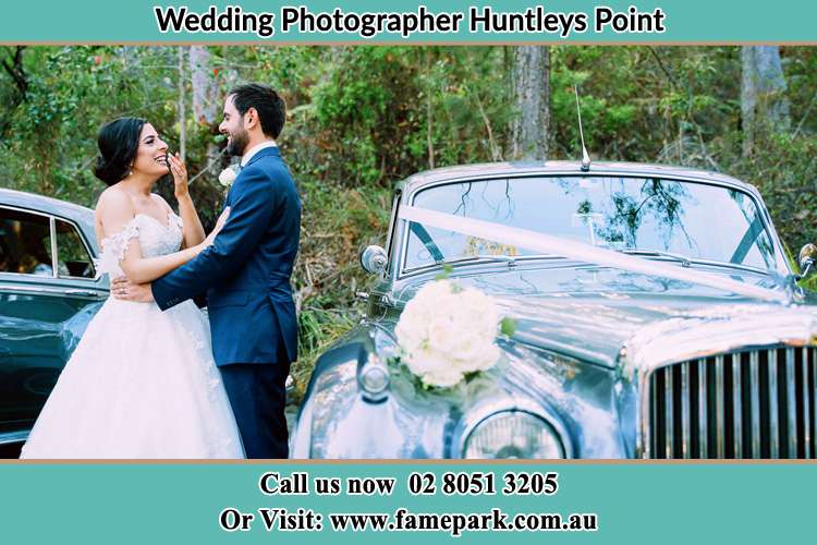 Photo of the Bride and the Groom near the bridal car Huntleys Point NSW 2111