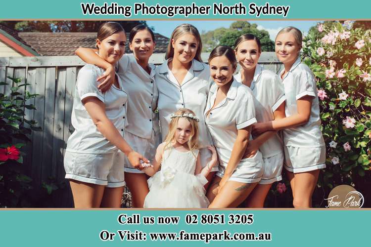 Photo of the Bride and the bridesmaids with the flower girl North Sydney NSW 2060